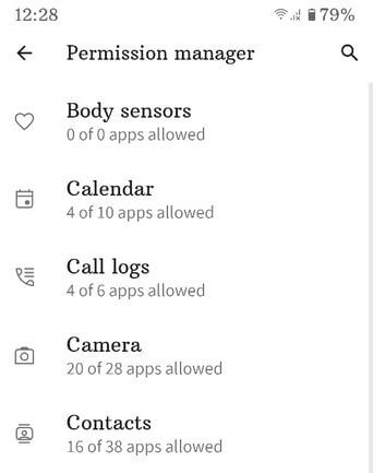 Android 10 Persmission Manager Settings