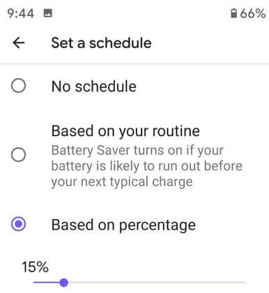 Automatically turn on battery saver on Pixel 4a
