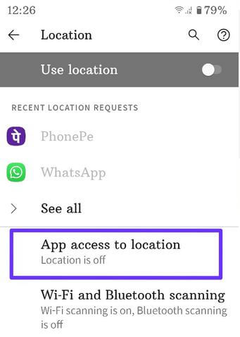 Change App Access to location Android 10