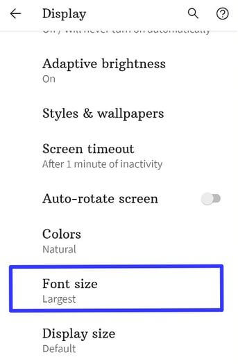Change Font Style and Icon Size in Android 10