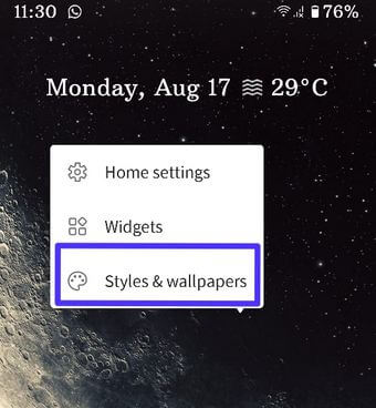 Change font style in Android 10 using Styles and wallpapers settings