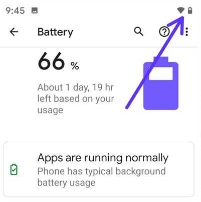 Hide the battery percentage icon on the Google Pixel 4a