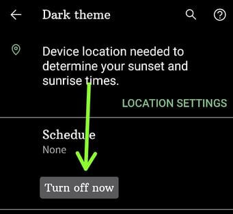Turn on Dark Theme in Android 10