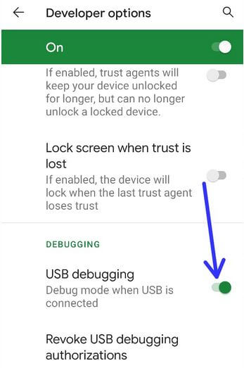 Turn on USB Debugging on Android 10