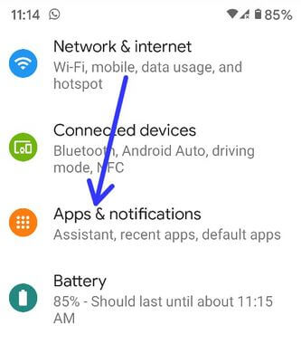 Apps and notification settings to stop apps background