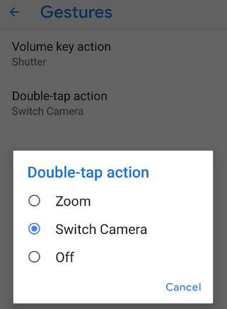 Camera gestures for Google Pixel 4a