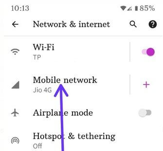 Mobile network settings Pixel 4a 5G