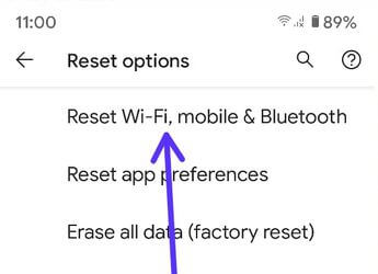 Reset network settings on Google Pixel 4a