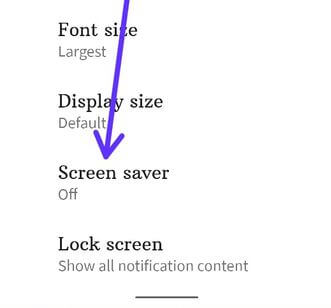 Screensaver settings Google Pixel 4a
