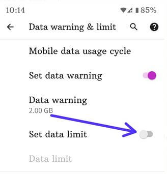 Set Data Limit on Pixel 4a 5G