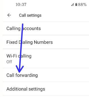 Call Forwarding settings in Pixel 4a