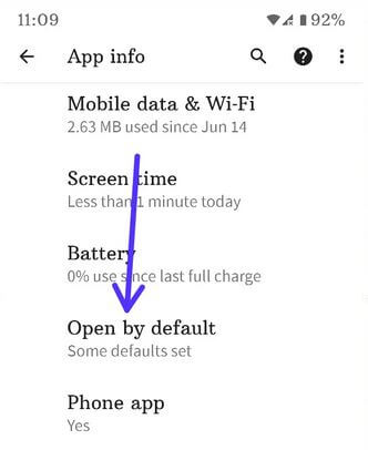 Change open with default app Android 11