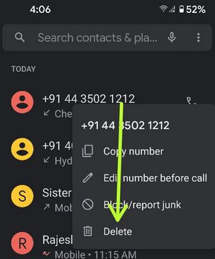 Clear Call History on Pixel 4a For Individual Contact or Number