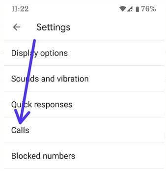 Enable WiFi calling Android 11 using calls settings