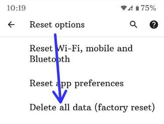 Factory data reset Android 11