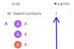 Go to contact settings to remove contacts in Google Pixel 4a