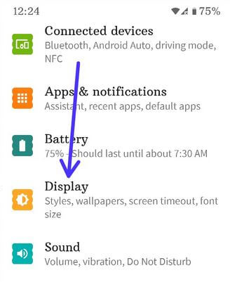 Go to display to change lock screen notification Android 11