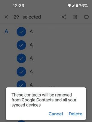 How to Delete Multiple Contacts at once from Pixel 4a