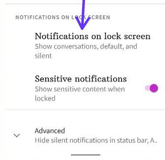 Notifications on lock screen settings Android 11