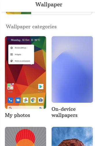 Select wallpaper on Android 11 to set home screen and lock screen