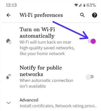 Turn On WiFi Automatically in Android 11 Stock OS