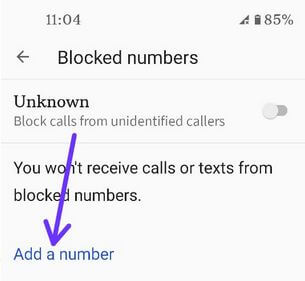 Add a mobile number to block calls Pixel 4a 5G