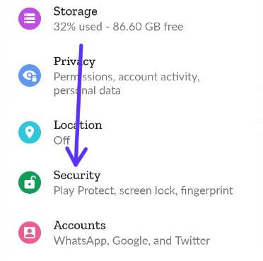 Go to security settings to add fingerprint on Android 11