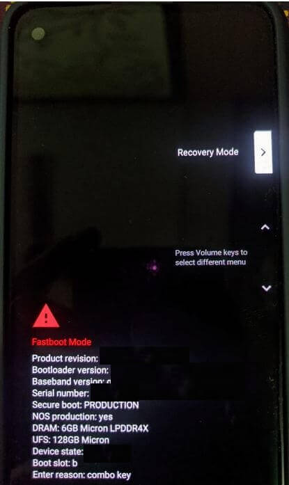 Google Pixel 4a recovery mode