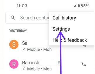 Settings in phone app Google Pixel 4a 5G