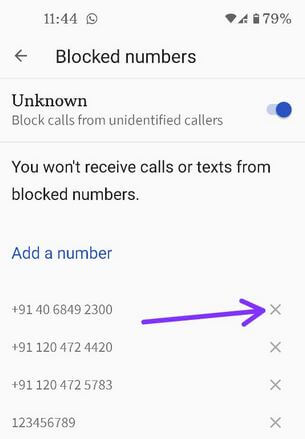 Unblock a Number on Pixel 4a