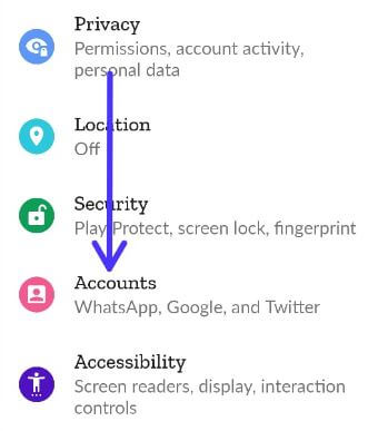 Accounts settings to turn on auto sync in Google Pixel 4a