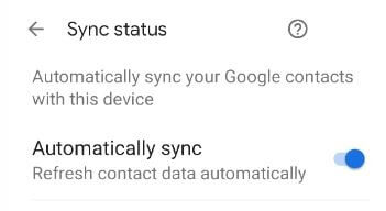 Automatically sync contacts in Pixel 4a