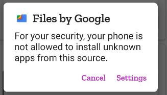 Enable install unknown apps in Google Pixel 4a
