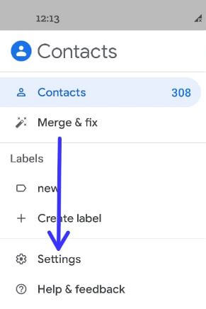 Go to settings in your contacts app to sync contacts in Pixel 4a