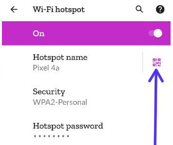 Share Wi-Fi Hotspot Name on Google Pixel 4a 5G